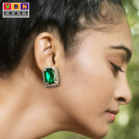 Emerald Green Artifical Stone Stud Earrings Emerald Green Artifical Stone Stud Earrings