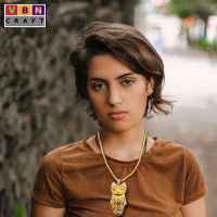 Necklace with Golden Owl Motif Pendant and Earrings Necklace with Golden Owl Motif Pendant and Earrings