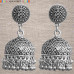 Oxidised Jhumka Earrings With Floral Design Oxidised Jhumka Earrings With Floral Design