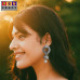 Oxidised Jhumka Earrings With White Bead Stud Oxidised Jhumka Earrings With White Bead Stud