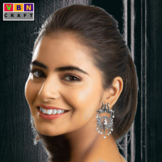 Oxidised Lord Ganesha And Trishul Motif Beads Jhumka Stud Earrings Oxidised Lord Ganesha And Trishul Motif Beads Jhumka Stud Earrings