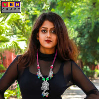Oxidised Lord Ganesha Ganapati Motif Silver Color Necklace With Multi Color Beads Oxidised Lord Ganesha Ganapati Motif Silver Color Necklace With Multi Color Beads
