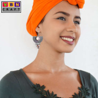 Oxidised Stud Drop Earrings With Conde Pink Artificial Stones Oxidised Stud Drop Earrings With Conde Pink Artificial Stones