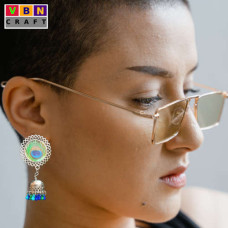 Oxidized Peacock Feather Motif Earrings Oxidized Peacock Feather Motif Earrings