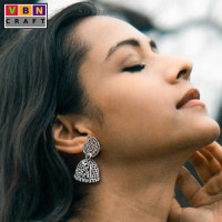 Peacock Motif Oxidised Jhumka Earrings Peacock Motif Oxidised Jhumka Earrings